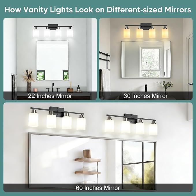 Ascher Bathroom Light Fixtures, 4-Light Vanity Light Over Mirror, Wall Lamp - Image 8