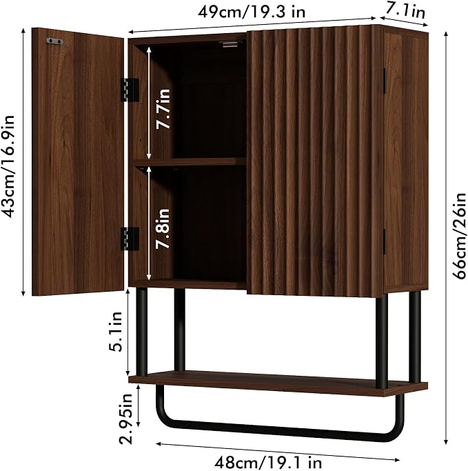 RUSTOWN Fluted Bathroom Wall Cabinet - Image 3