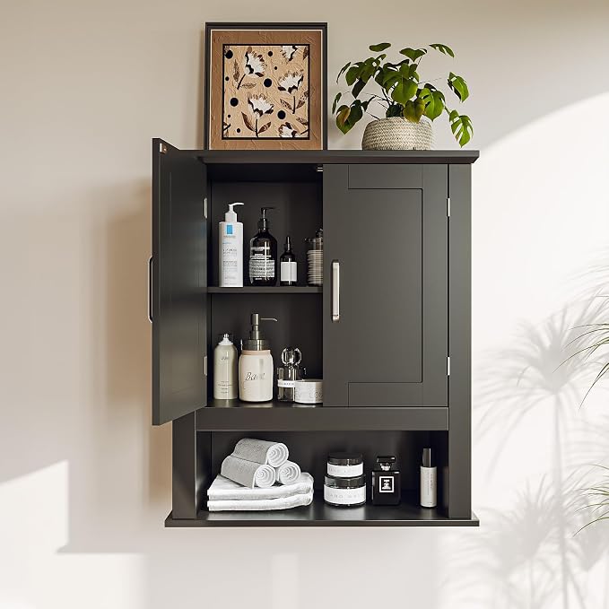 VINGLI Bathroom Wall Cabinet, Adjustable Hanging Storage Organizer Over Toilet - Image 4