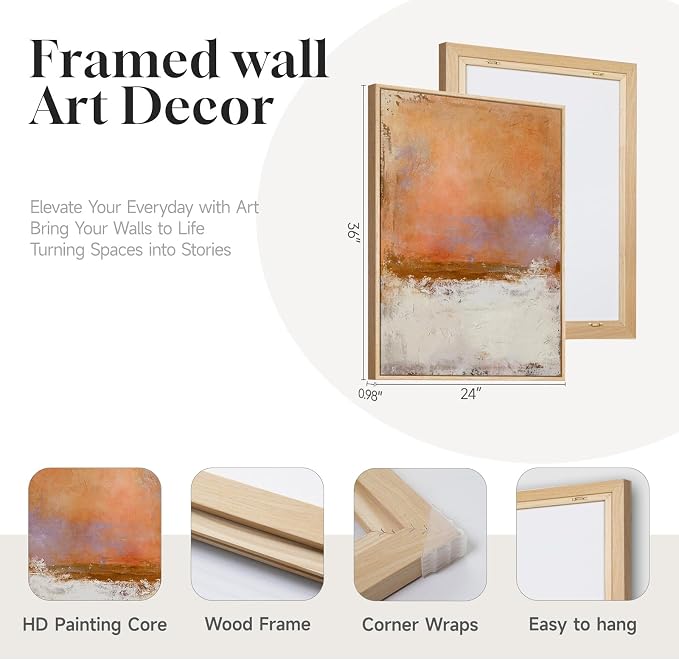 Large Framed Abstract Wall Art for Living Room, Modern Minimalist Painting - Image 5