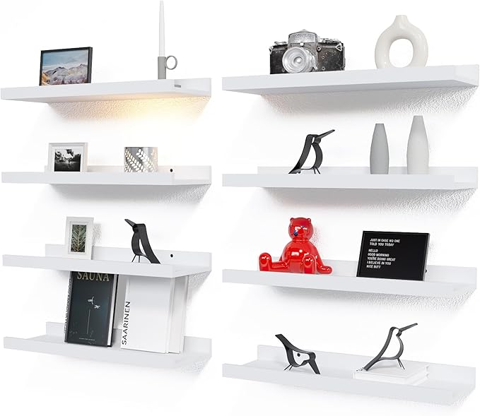 RICHER HOUSE 8 Set Floating Wall Mounted Shelves, Nursery Hanging Book Shelves by RicherHouse