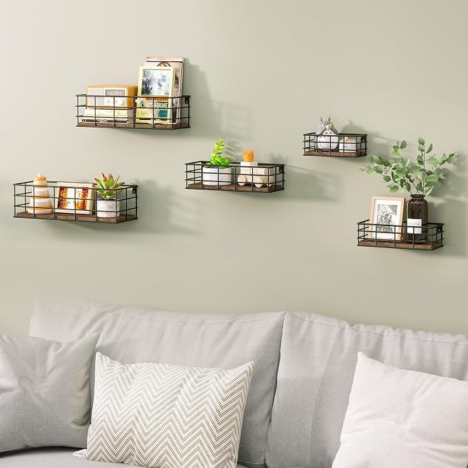 Fixwal Hanging Floating Shelves, 5 Sets of Mounted Shelves - Image 2