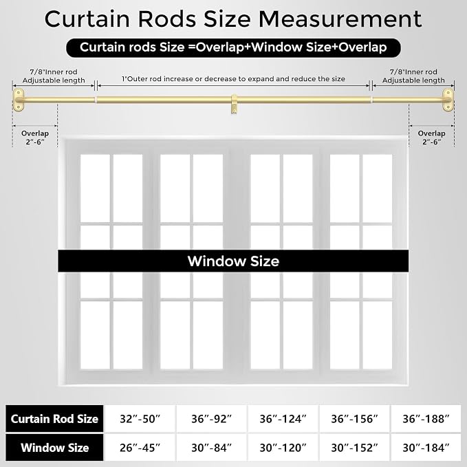 2 Pack Curtain Rods 36-120 Inch, Living Room, Sliding Door - Image 8