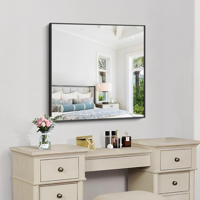 KOCUUY Bathroom Mirror, 30x30 Square Black Mirror - Image 8