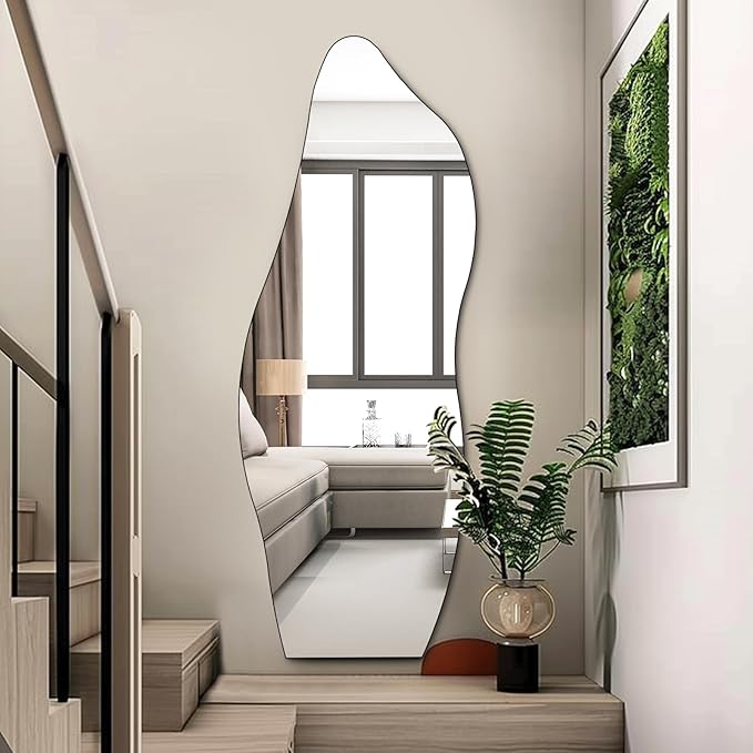 QDSSDECO Full Length Mirror 63"x24" Irregular Wall Mirror Wave Frameless - Image 4