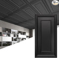 Art3d 12-Pack Drop Ceiling Tiles, 24x28 Inch PVC Panels in Black by Art3d