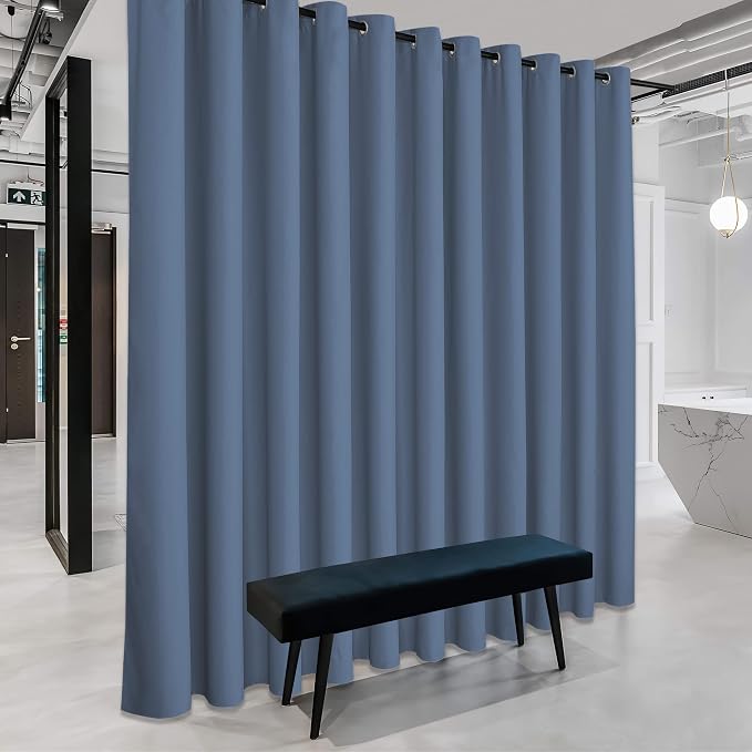 RYB HOME Extra Wide Curtain for Room Divider, Stone Blue, 20ft Wide x 7ft Long - Image 3