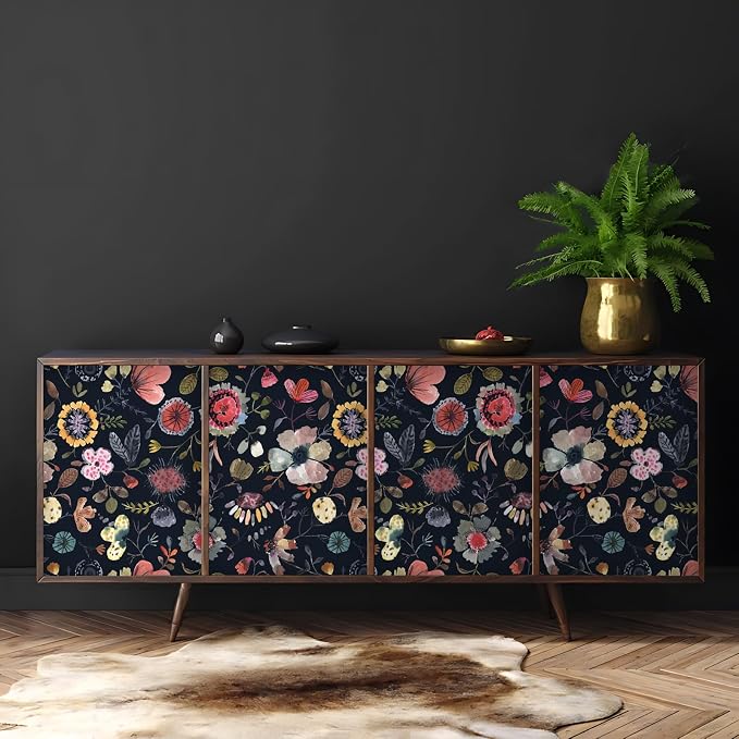 Wallpaper Peel and Stick Floral Wall Paper Removable Waterproof Blue/Red/Yellow - Image 6