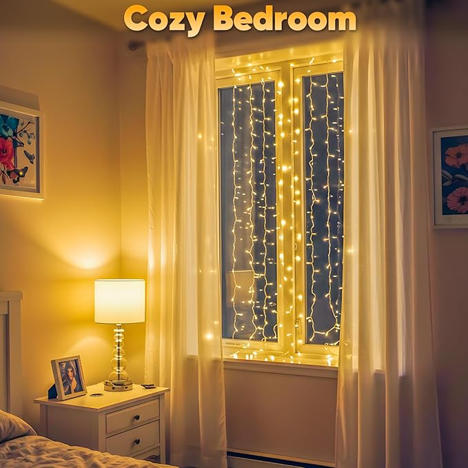 suddus Curtain Lights for Bedroom, 90 Led Hanging String Light Outdoor - Image 6
