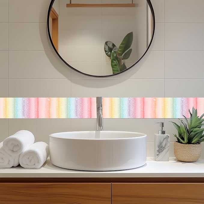 HOMETITUTE Wallpaper Border Peel and Stick Wall Border Rainbow Stripe - Image 7