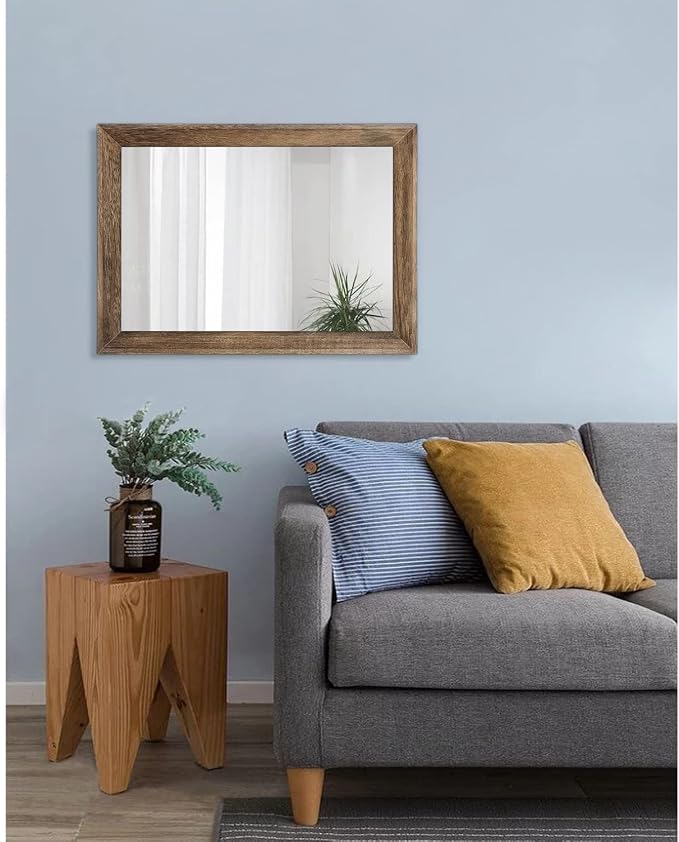 AAZZKANG Rustic Wood Mirror Rectangle Decorative Wall Mirrors - Image 7