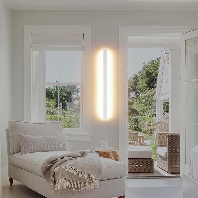 KELUOLY Modern Plug in Wall Lights, 31.4 inch Frosted White LED Long Wall Sconce - Image 9
