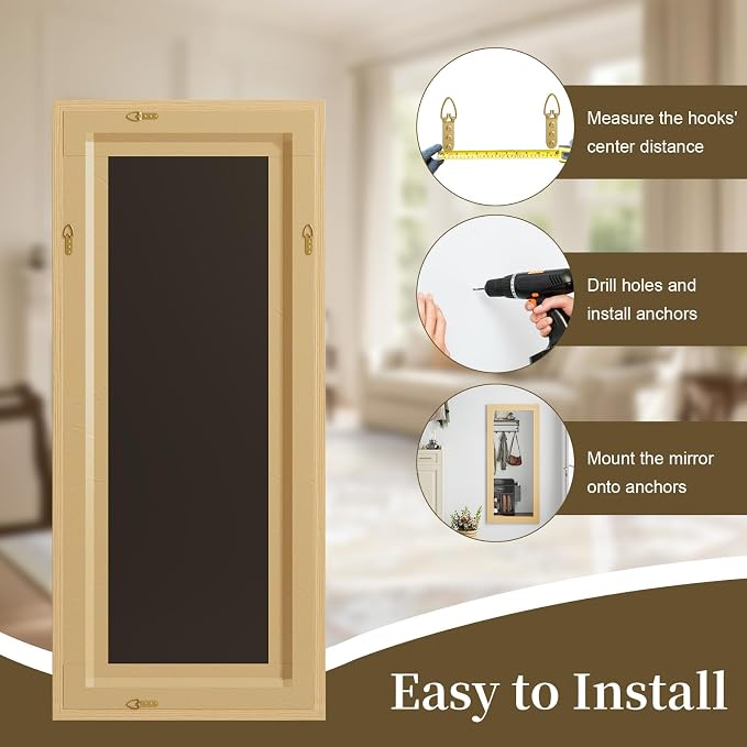 Syndra Modern Full Length Mirror Wood Frame, 56x20'' Large Floor Mirror - Image 9