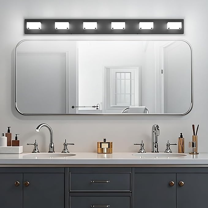 Ralbay Black Bathroom Vanity Lights 48inch Metal Acrylic LED Modern Bathroom - Image 3