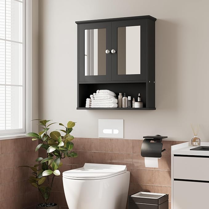 Bathroom Wall Cabinet with Mirror, Bathroom Mirror Cabinet Wall Mounted - Image 2