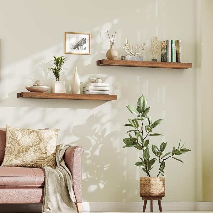 HOOBRO Floating Shelves for Wall, Wall Mounted Shelf Set of 2, 47.2" Hanging - Image 8