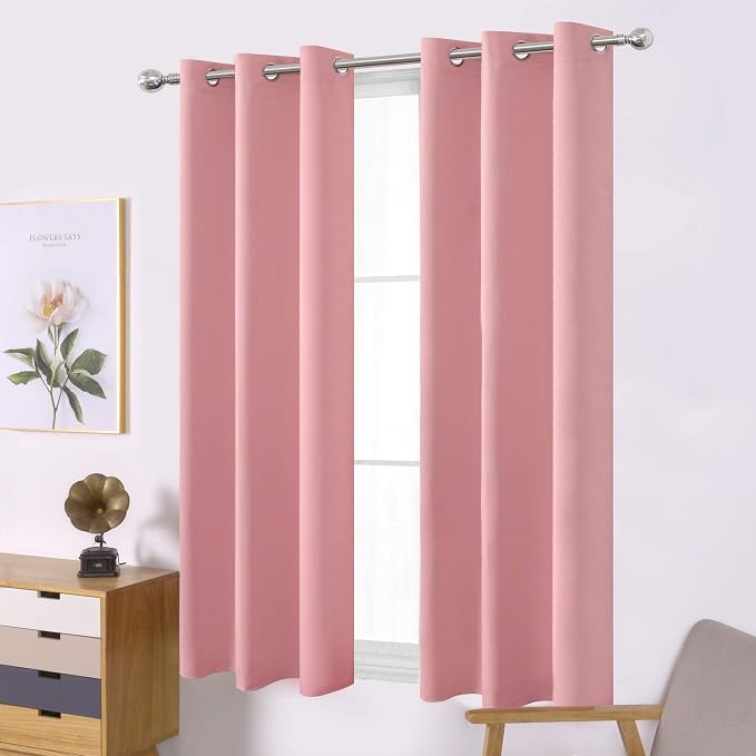 LEMOMO Pink Thermal Blackout Curtains/38 x 54 Inch/Set of 2 Panels Room by Lemomo