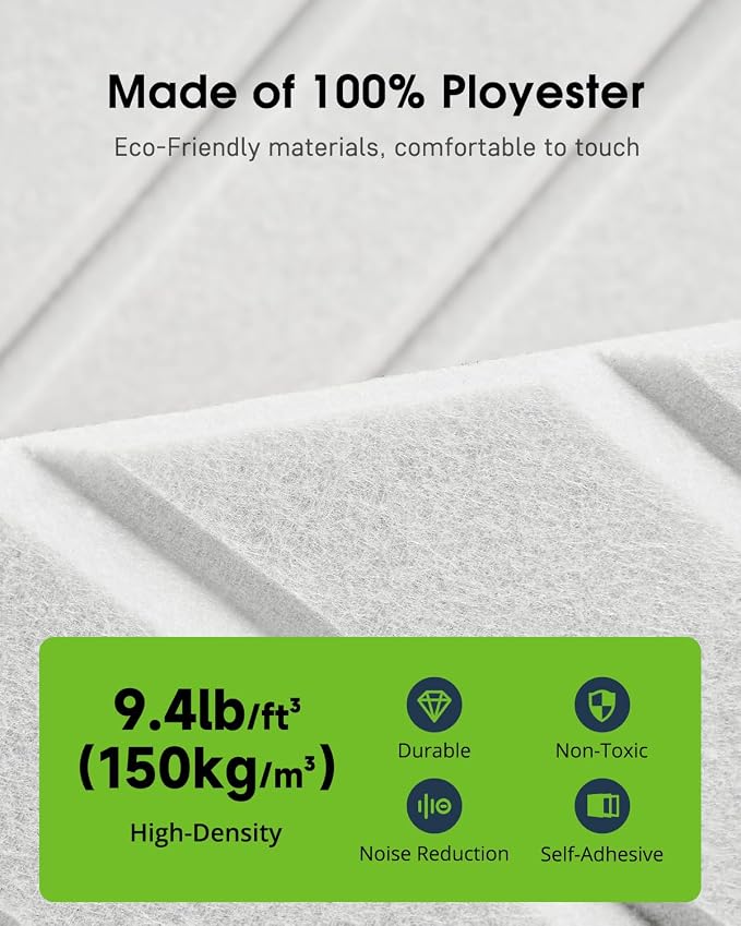 Sound Proof Foam Panels for Walls, 12 Pack Self-Adhesive Acoustic Panels - Image 5