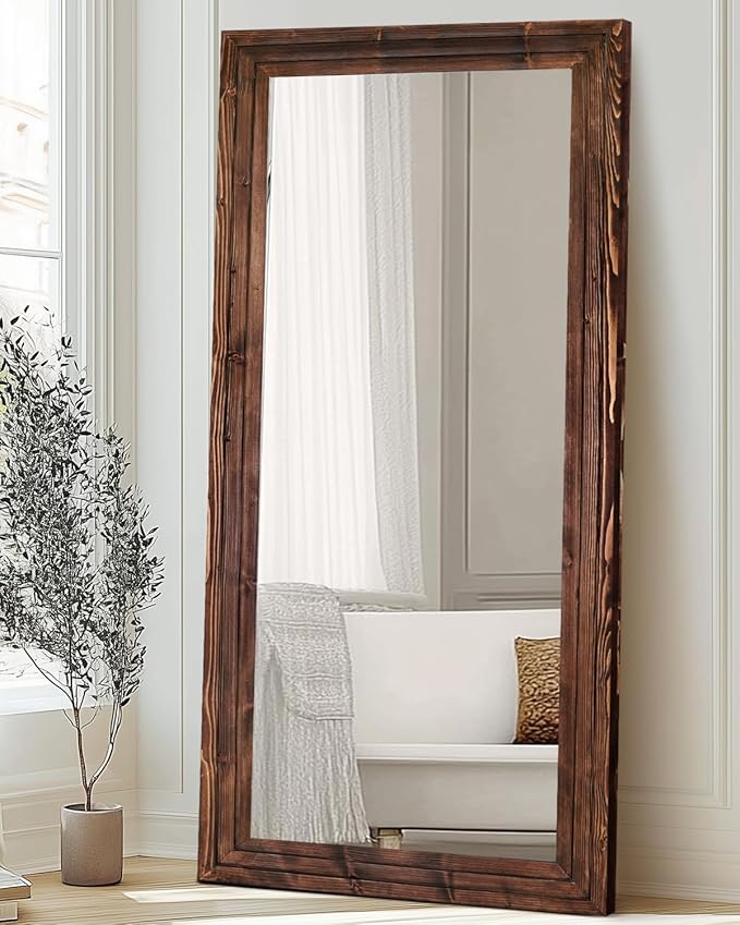 Full Length Mirror 76"x34" Solid Wood Frame Floor Large Mirror - Image 7