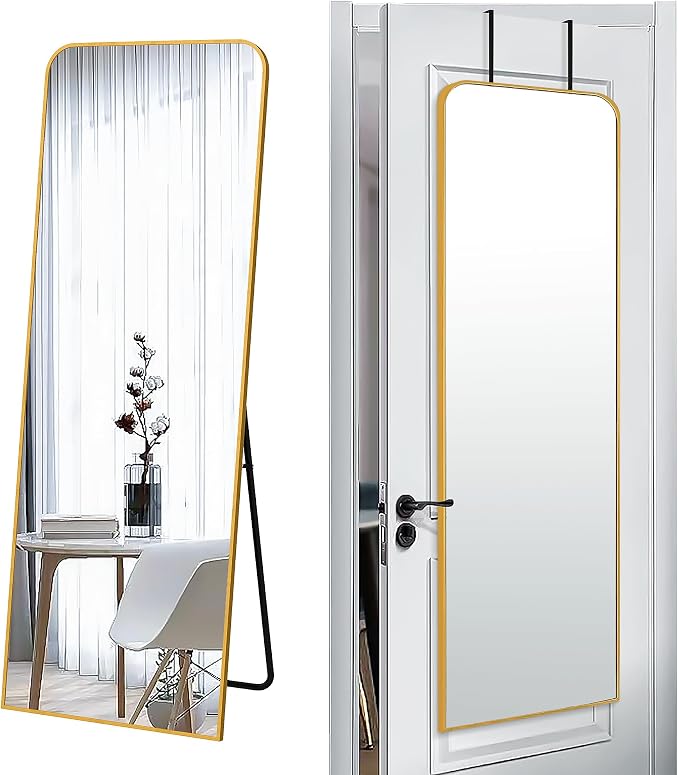 SCWF-GZ 57x20 Door Hanging Full Length Mirror, Floor or Wall Mounted Metal by SCWF-GZ