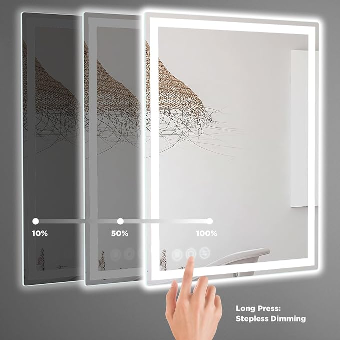 Memobarco Bathroom Mirror, Stepless 3 Colors Temperature & Dimmable, Memory - Image 5