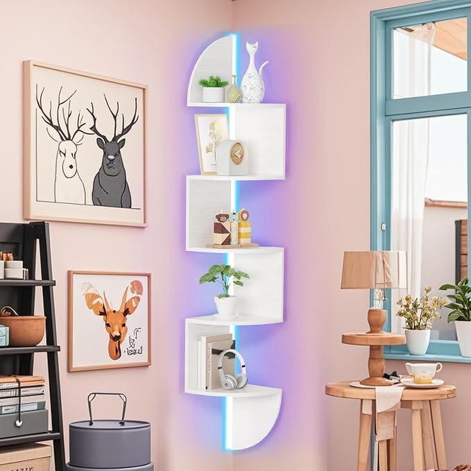 Waipfaru Corner Shelf, 5 Tier Bookshelf - Image 3