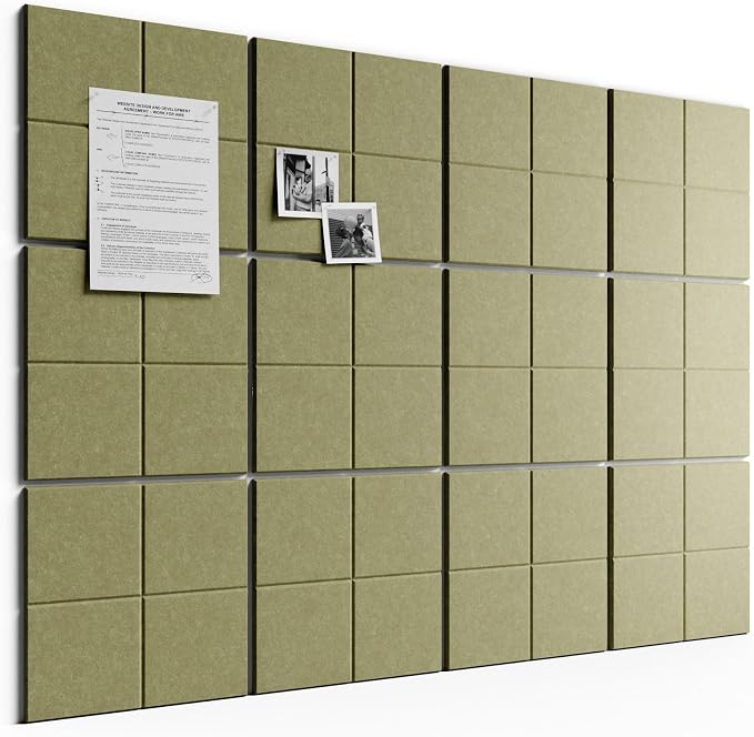 Bumusty Large Felt Bulletin Board, 30 Push Pins, 70 Adhesive Tabs, Olive Green by BUMUSTY