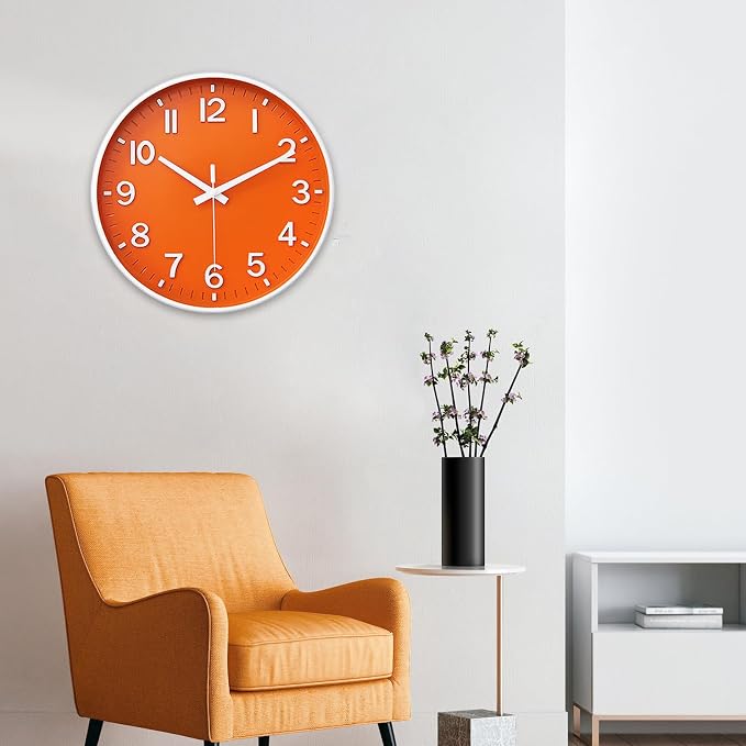HZDHCLH Wall Clocks Battery Operated, Wall Clock Orange, 8 inch Wall Clock - Image 8