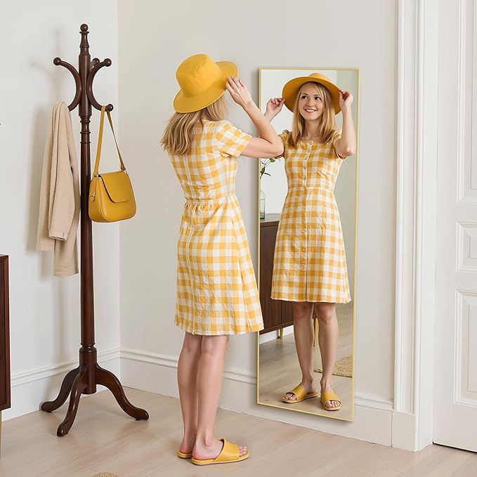 Aluminum Frame Mirror, Free Standing Leaning Mirror Hanging Mounted Mirror - Image 2