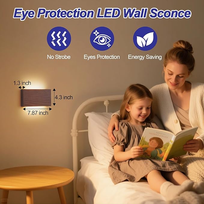 Wood Linear LED Wall Sconce, Dimmable Wall Light, Wood Long Wall Lamp Hallway - Image 5