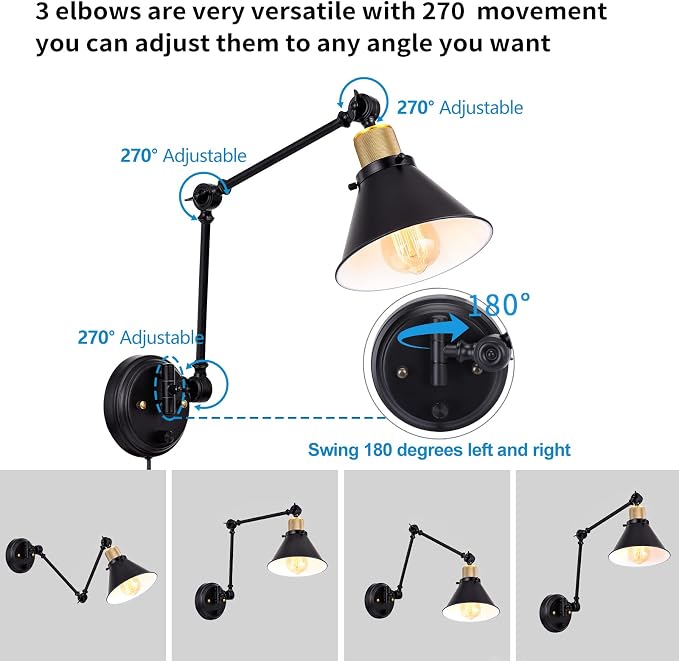 TRLIFE Wall Sconce Plug in, Dimmable Wall Sconce - Image 3