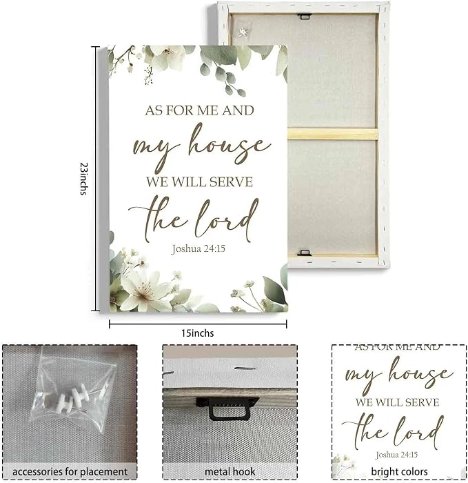 HIWX Christian Wall Decor, as for Me and My House Bible Verses Sage Green - Image 8