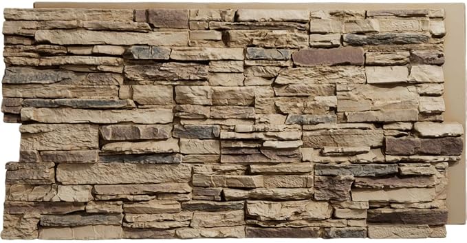 EverStone Canyon Ridge Faux Stone Panel, 45 3/4"W x 24 1/2"H x 1 1/4"D by EkenaMillwork