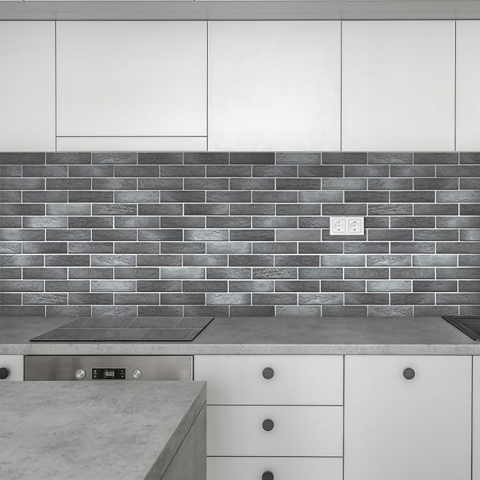 100 Whitewash Grey Faux Brick Wall Tiles, 3D Thin Brick Veneers - Image 5