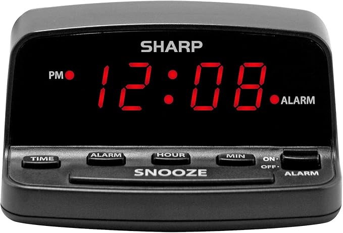 Sharp Digital Alarm Clock with Keyboard Style Controls, Battery Back-up by SHARP
