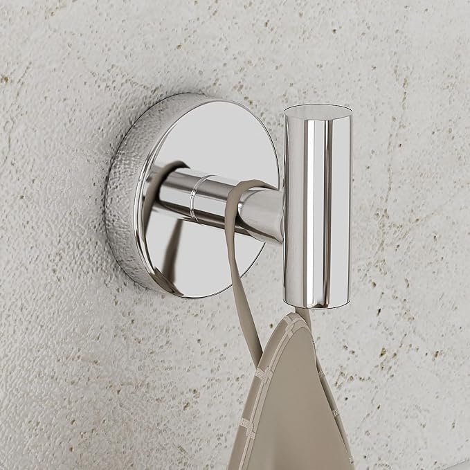 Towel Hooks for Bathroom 2 Packs Screw- in Chrome Finish Wall Mount Towel - Image 2