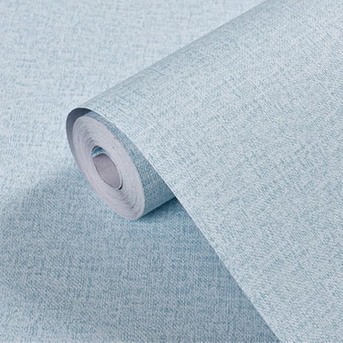 Yancorp 24"x120" Textured Fabric Light Blue Wall Paper Faux Grasscloth Peel and - Image 7