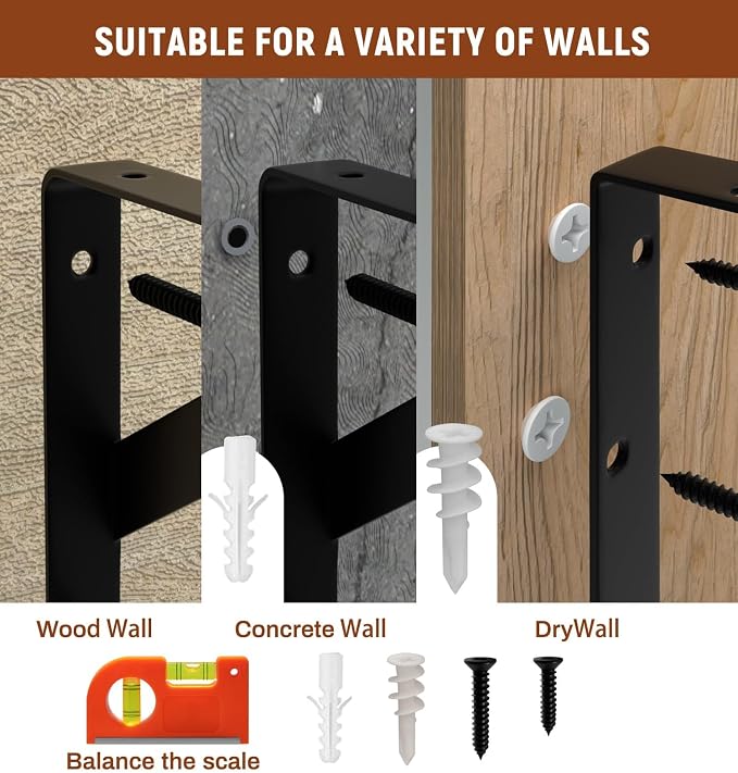 LEOPO Corner Floating Shelves Wall Mounted Set of 6, Corner Wall Shelves Rustic - Image 6