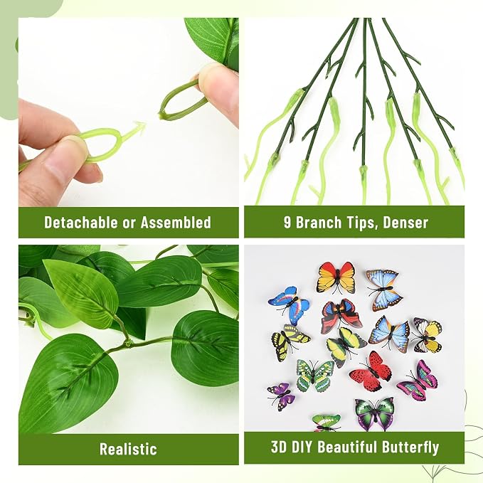 BLEUM CADE 8Pcs Fake Hanging Plants, 9 Branch Artificial Hanging Plant - Image 3