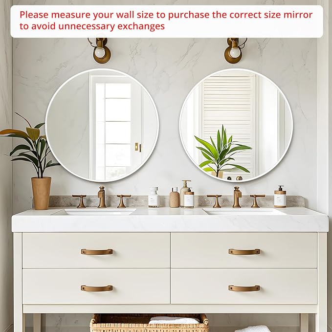 Fabuday White Round Mirror for Wall 20 inch - Image 2