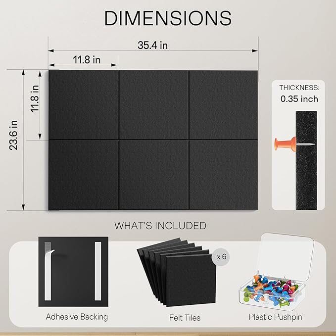 MaxGear Large Felt Bulletin Board 36" x 24", Cork Board Alternative, 6 Pack - Image 4