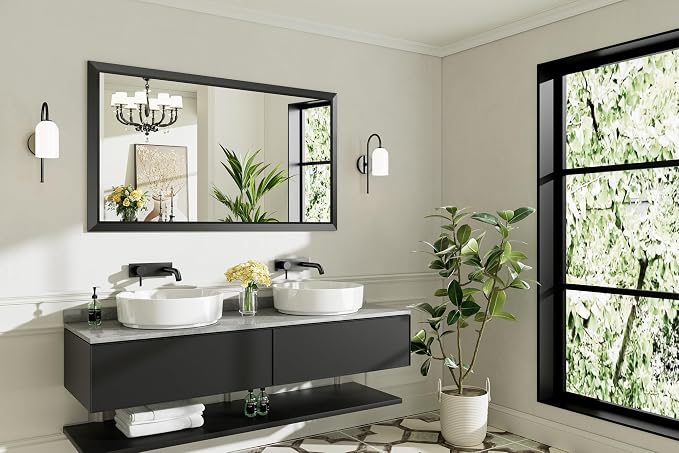 Briivue 55x32 Inch Black Bathroom Mirror - Image 9