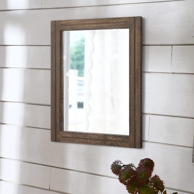 AAZZKANG Rustic Wood Mirror Rectangle Decorative Wall Hanging Mirrors - Image 5