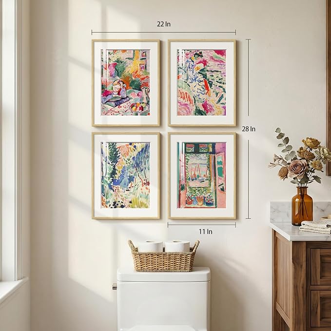 Framed Matisse Wall Art Set of 4, Colorful Abstract Landscape Wall Painting - Image 5