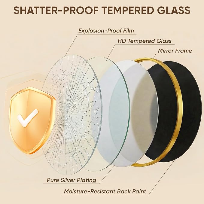 Antok 20 Inch Round Mirror for Wall, Round Bathroom Mirror, Circle Wall Mirrors - Image 5