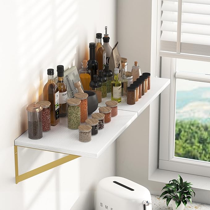 Heimlove Deep Floating Shelves for Wall, 16W x 12D Wood Wall Shelves Set of 2 - Image 2