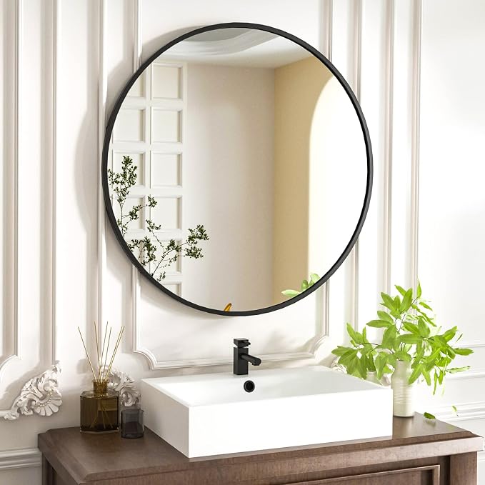 HARRITPURE Round Mirror 15.7 Black Wall Mounted Circle Mirrors Vanity Mirror - Image 2