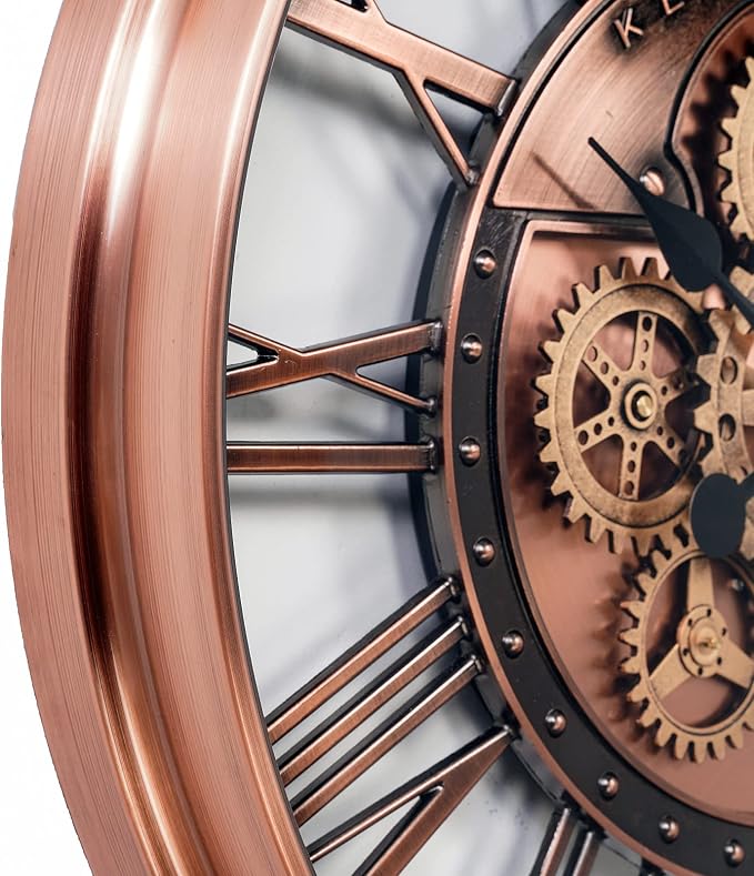 CLXEAST 28 Inch Oversized Large Moving Gears Wall Clock, Industrial Vintage - Image 9