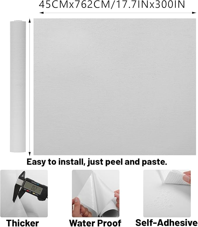 Peel and Stick Wallpaper White Wood Wall Paper - Image 2