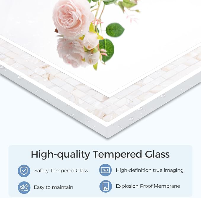 Tanmicoshomy 30 x 40 Inch White Bathroom Mirror, Coastal Natural Shell Framed - Image 4